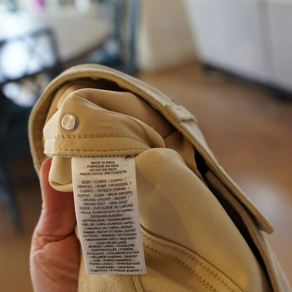 LAUREN RALPH LAUREN High Rise Straight Suede Pants Women's 10 Pale Parchment NWT - Picture 5 of 14